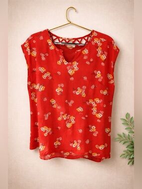 Maurices Red Floral Blouse – Flowy Everyday Style | Size XL